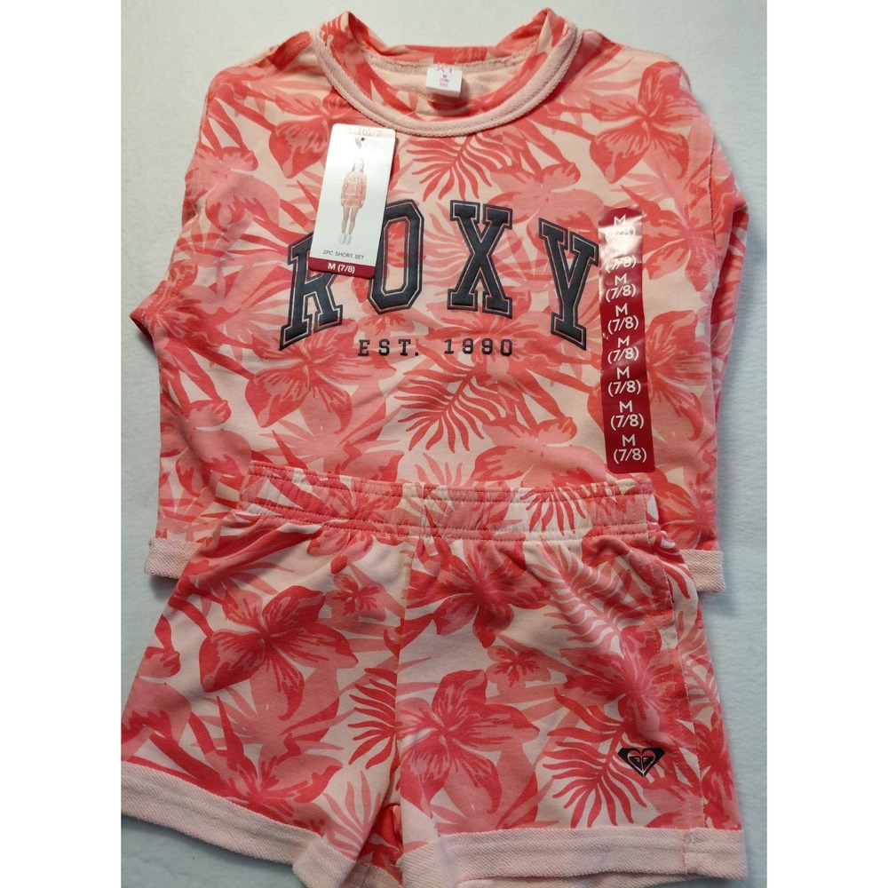 Roxy Girls 2 Pc Short & Long Sleeve Set Coral